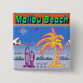"Malibu Beach" Surfer Button