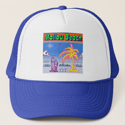 "Malibu Beach" Surfer Casquette (Devant)