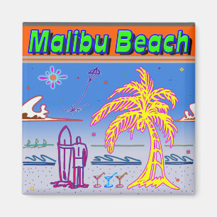 "Malibu Beach" Surfer Magnet Magneet