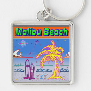 "Malibu Beach" Surfer Sleutelhanger