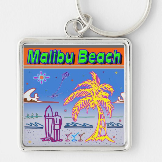 "Malibu Beach" Surfer Sleutelhanger (Voorkant)