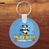 Malibu Beach Surfing Panda Sleutelhanger (Voorkant)