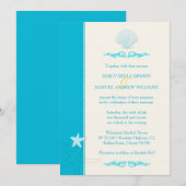 Malibu blauw + Ivoor Hip Beach bruiloft Kaart (Voorkant / Achterkant)