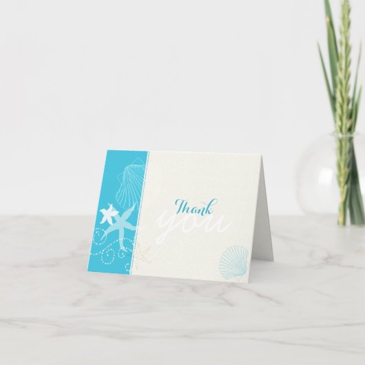 Malibu Blue & Ivory Beach Merci de mariage (Devant)