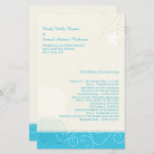 Malibu Blue Modern Beach Wedding Programme (Voorkant / Achterkant)