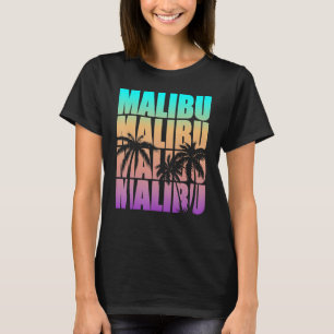  Malibu CA California Colorful Palm Tree Re T-shirt