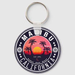 Malibu Ca Retro Zonsondergang Palmbomen Souvenirs  Sleutelhanger