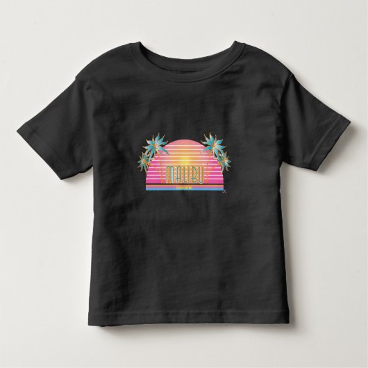 Malibu, CA Sun, Palmiers T-shirt Graphic Toddler (Devant)
