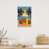 Malibu, Ca Travel Poster, Poster (Keuken)