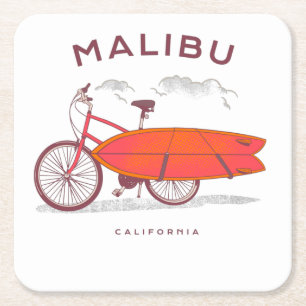 Malibu California  Beach SurfingSurf Vierkante Kartonnen Onderzetter