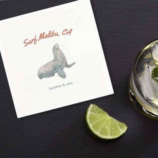 Malibu California Custom Trouwpapier Servet