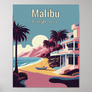 Malibu California Minimalist Art Poster