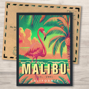 Malibu California Retro Flamingo Souvenirs jaren 1 Briefkaart