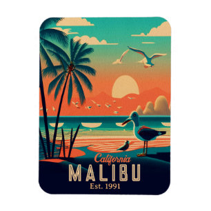 Malibu California Retro Sunset Souvenirs jaren 195 Magneet