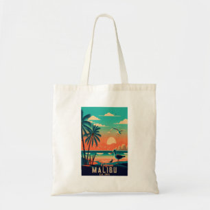 Malibu California Retro Sunset Souvenirs jaren 195 Tote Bag