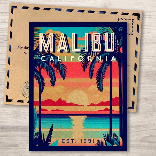 Malibu California Retro Sunset Souvenirs jaren 70 Briefkaart