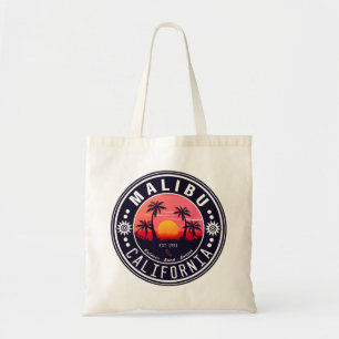 Malibu California Retro Zonsondergang Palmbomen ja Tote Bag