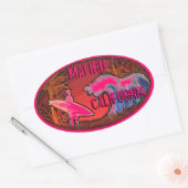 Malibu California surfer rose vagues art stickers (Enveloppe)