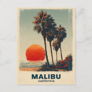 Malibu California Vintage Travel Poster Feestdagenkaart