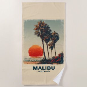 Malibu California Vintage Travel Poster Strandlaken