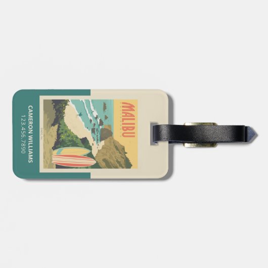 Malibu, Californië Bagagelabel (Achterkant horizontaal)