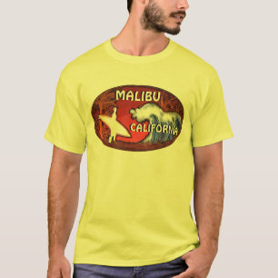 Malibu Californië geel surf golf kunst jongens t-s T-shirt