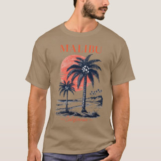 Malibu Californië Retro Zonsondergang Strand Sfeer T-shirt