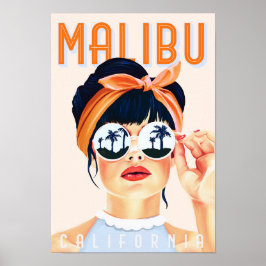 Malibu, Californië: Sexy Pinup Girl Travel Poster
