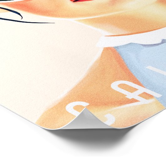 Malibu, Californië: Sexy Pinup Girl Travel Poster (Hoek)