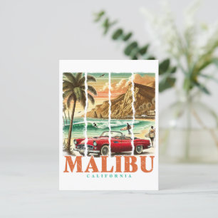 Malibu Californië - Sport Auto Schilderachtig Kust Briefkaart