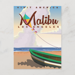 Malibu Californië Vintage Reisposter Briefkaart