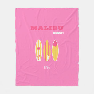 Malibu, Malibu Beach, Californië, Preppy, Roze Fleece Deken
