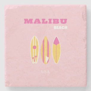 Malibu, Malibu Beach, Preppy, Roze Stenen Onderzetter