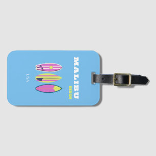 Malibu, Malibu Beach, Tropisch, Preppy, Blauw Bagagelabel