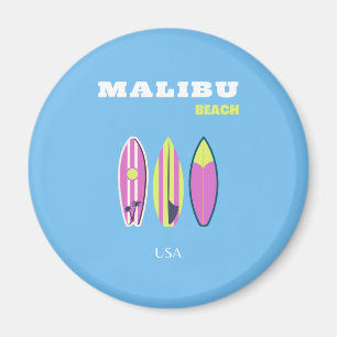 Malibu, Malibu Beach, Tropisch, Preppy, Blauw Magneet