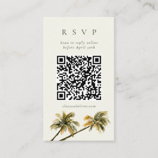 Malibu Palm Coastal Seaside QR Code RSVP Kaart
