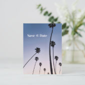 Malibu Palmbomen • Save the Date • Boho Blauwe Briefkaart (Staand voorkant)
