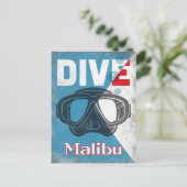 Malibu  scuba duikmasker briefkaart (Staand voorkant)