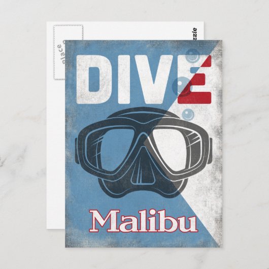 Malibu  scuba duikmasker briefkaart (Voorkant / Achterkant)