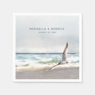 Malibu Zee Tern Coastal Waterverf Wedding Servet