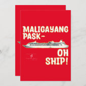 Maligayang Pask-OH SHIP! Rood/goudkerstfeestje Feestdagenkaart (Voorkant / Achterkant)