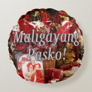 Maligayang Pasko! Vrolijk kerstfeest in Tagalog wf Rond Kussen