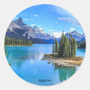 Maligne Lake, Alberta, Canada Ronde Sticker
