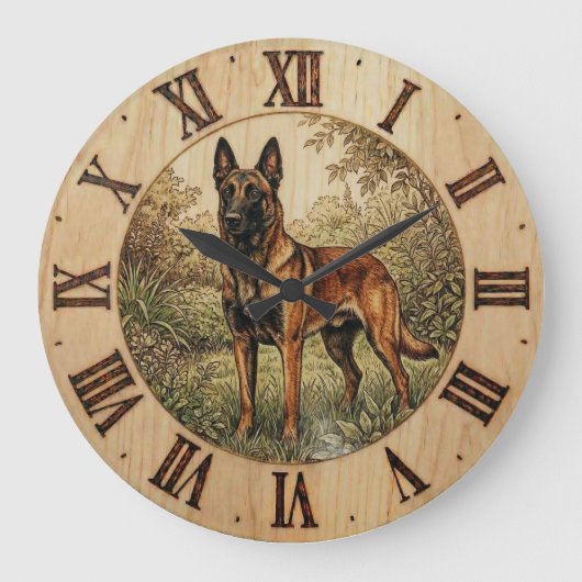 Malinois Dog Wall Clock – Home Decor Grote Klok (Voorkant)