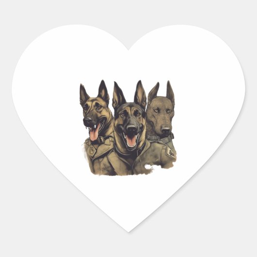 Malinois K-9 patrouillehonden Hart Sticker (Voorkant)