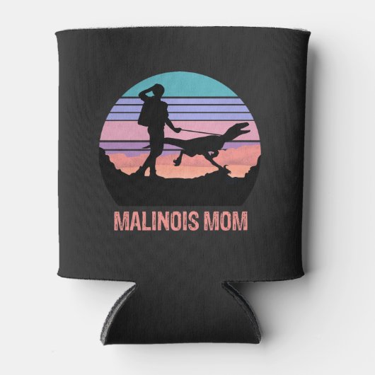 Malinois mam Velociraptor Maliraptor Retro Roze Blikjeskoeler (Voorkant)