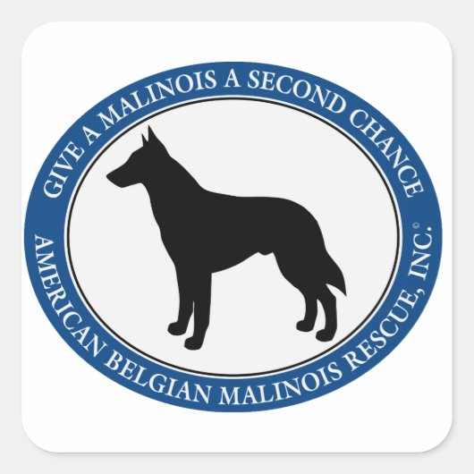 Malinois Rescue Logo, Vierkante Sticker (Voorkant)