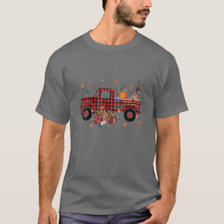 Malinois Riding Truck Pumpkin Autumn Leaves Herfst T-shirt