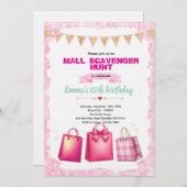 Mall Scavenger Hunt Party invitation Kaart (Voorkant / Achterkant)