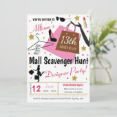 Mall Scavenger Hunt Party Kaart (Staand voorkant)